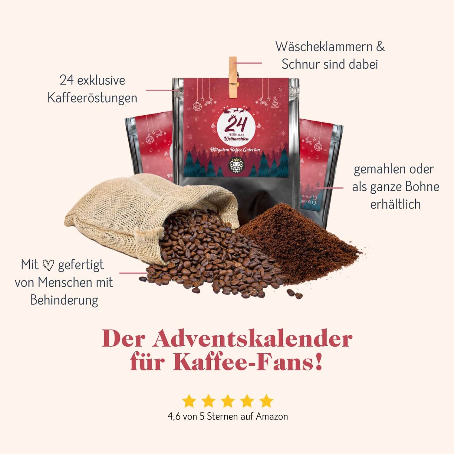 Premium Kaffee Adventskalender 2024 - 24 x 30g