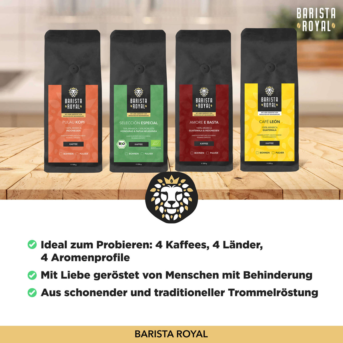 Premium Kaffee Geschenk inkl. Kaffeemagazin (4 x 250g) - Barista Royal GmbH