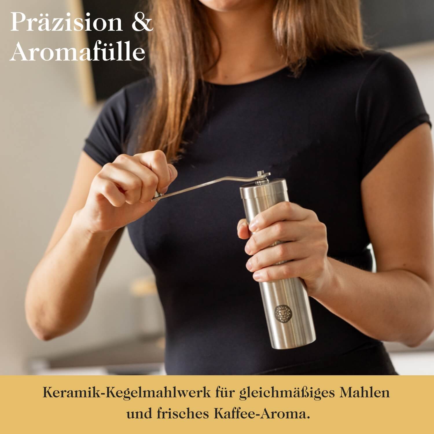 Manuelle Kaffeemühle mit hochwertigem Keramikmahlwerk