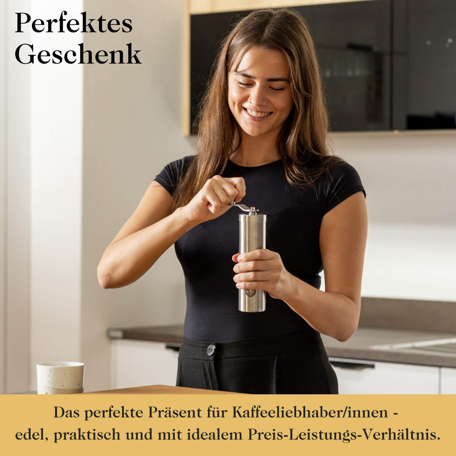 Manuelle Kaffeemühle mit hochwertigem Keramikmahlwerk