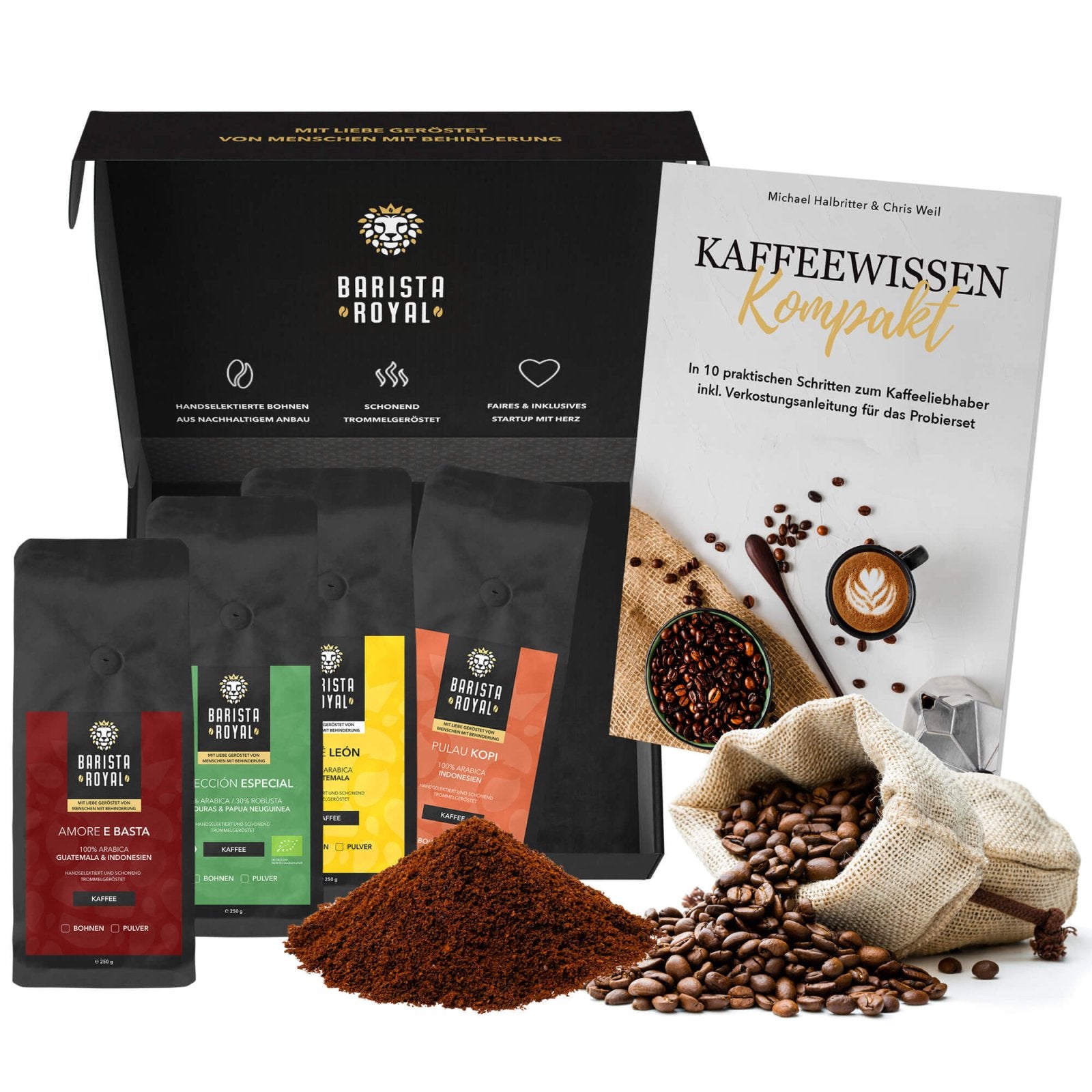 Premium Kaffee Geschenk inkl. Kaffeemagazin (4 x 250g) - Barista Royal GmbH - Premium Kaffee Geschenk inkl. Kaffeemagazin (4 x 250g) - Barista Royal GmbH