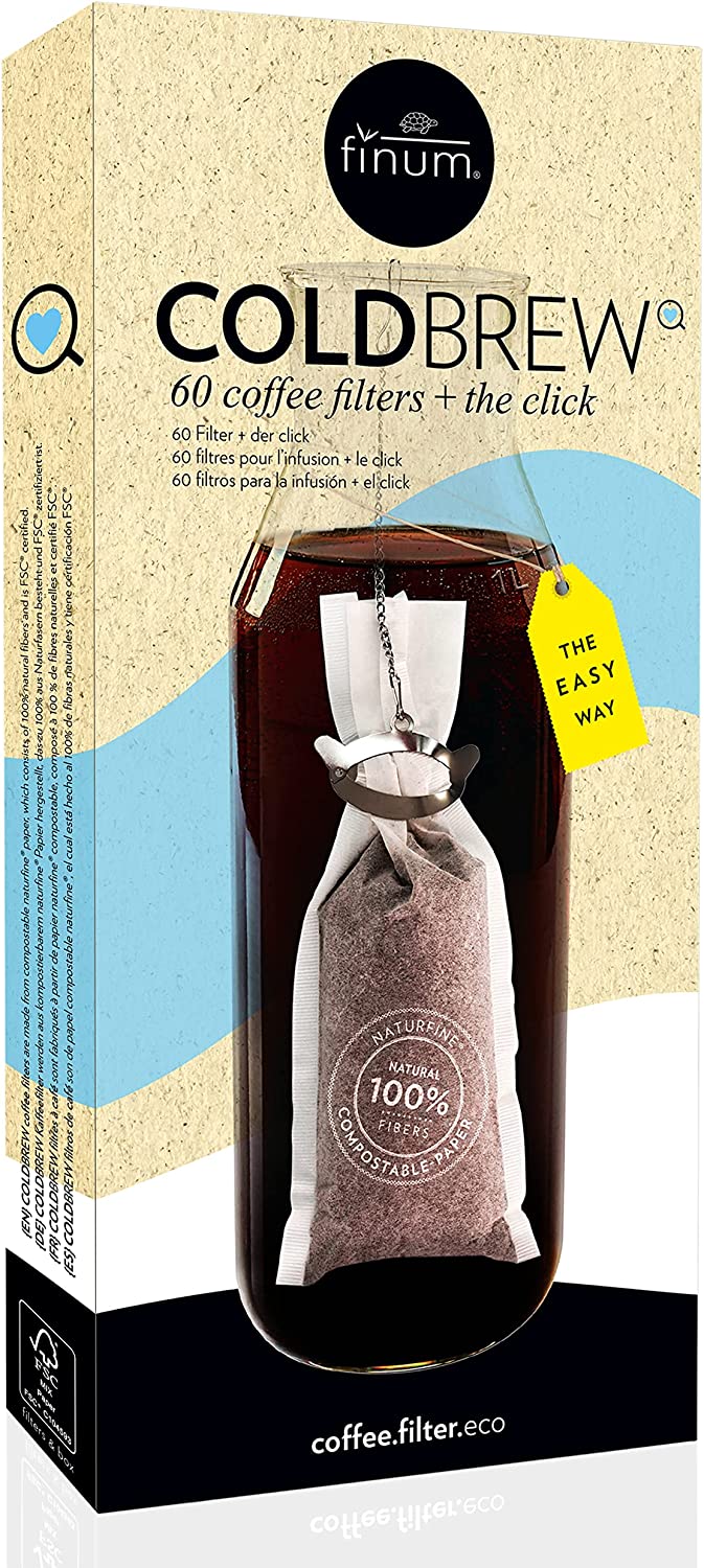 finum® Cold Brew Filter - Papier-Kaffeefilter – 60 Stk. + Clip